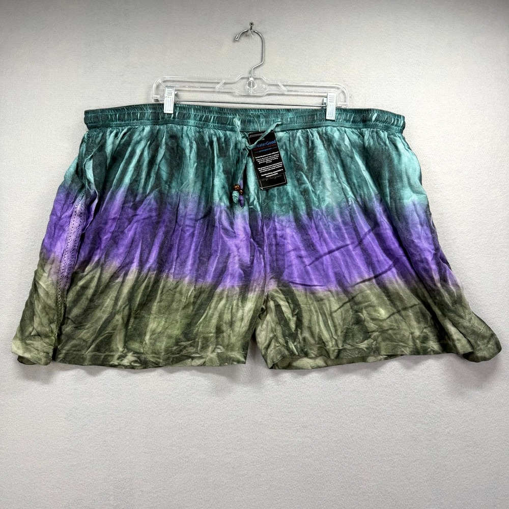 Greater Good Shorts Womens 3X Fits W45* Multi Color Blocked‎ Relaxed Hippie Boho